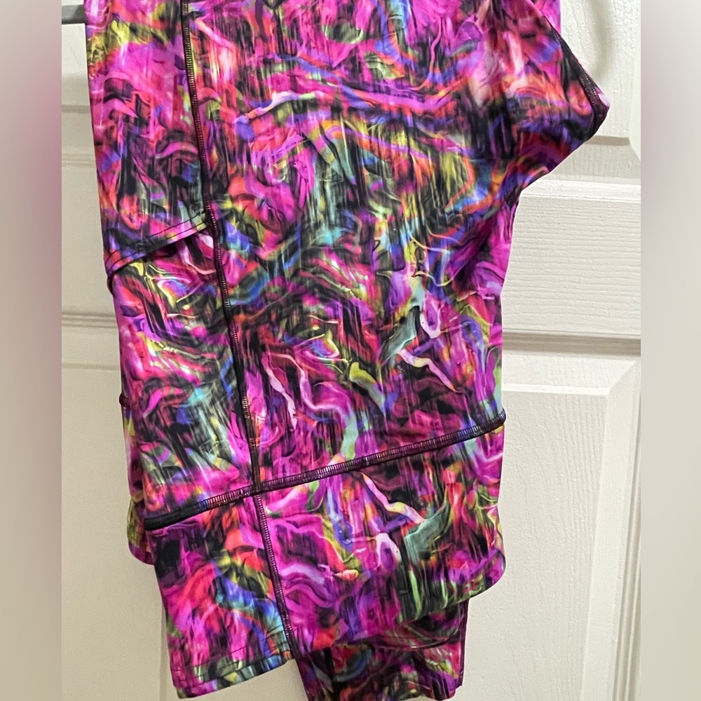 Like New Lululemon Fast and Free High-Rise Crop 25” Hyper Flow Pink Multi 20 - Picture 6 of 6